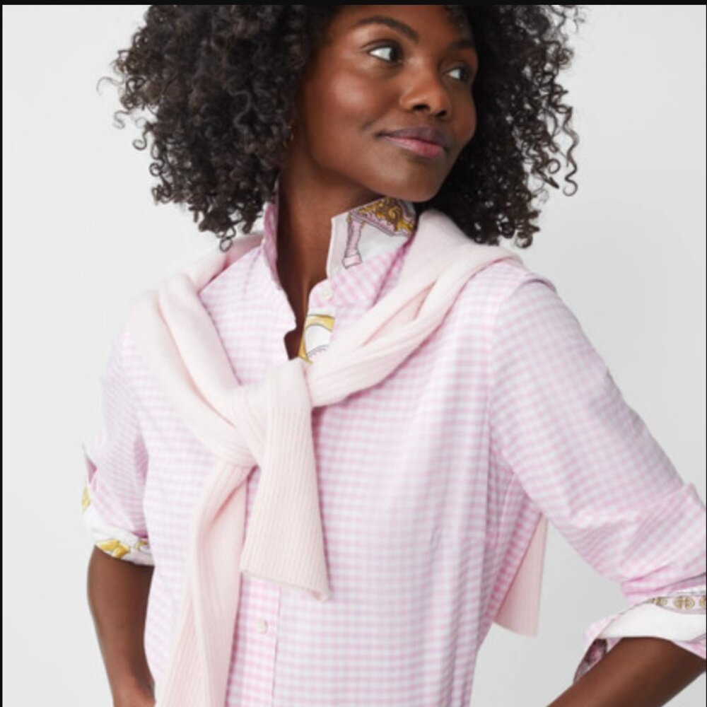 J.McLaughlin Lois Pink & White Gingham Shirt NWT Size Small - Picture 2 of 8